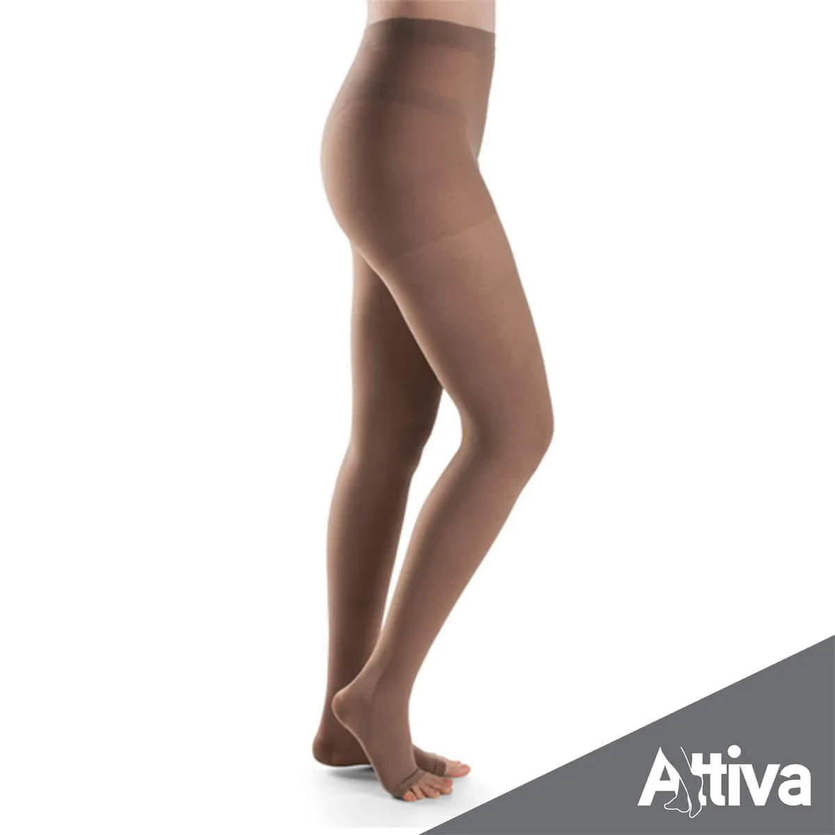 Meia Calca Attiva Alta Compressao 20-30 Fem Aberta Natural Escuro Gg