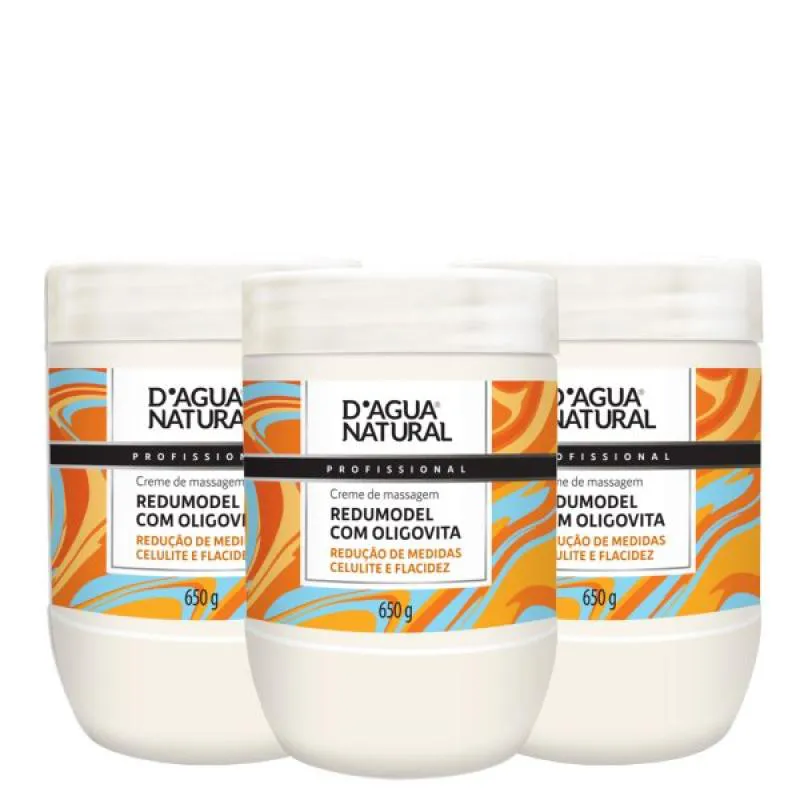 Kit Creme de Massagem Redumodel com Oligovita D'agua Natural 650g 3 unidades