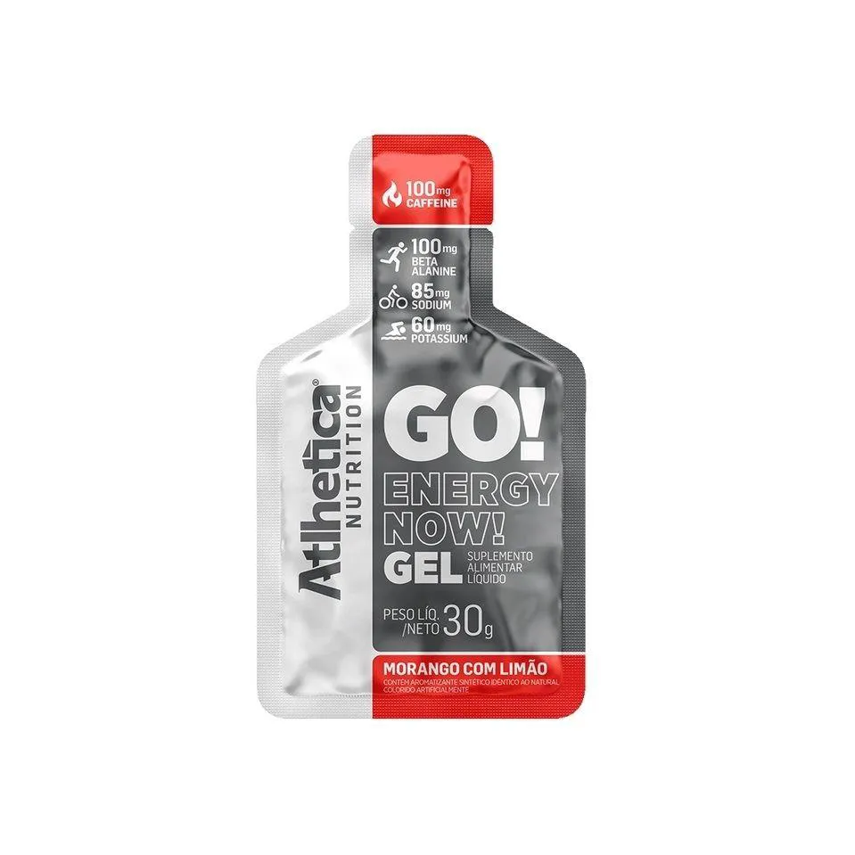 Energético em Gel Atlhetica Nutrition Go! Energy Now Gel Morango com Limão 30g