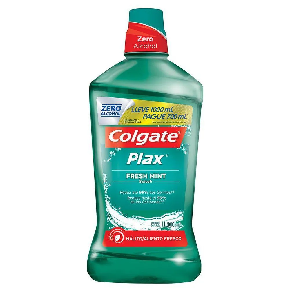 Enxaguante Bucal Colgate Plax Fresh Mint Leve 1L Pague 700ml