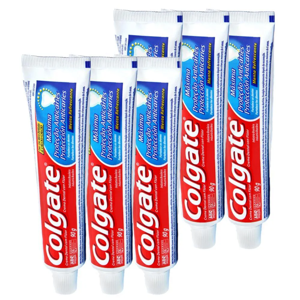 Kit 6 Pastas de Dente Colgate Máxima Proteção Anticáries 90g
