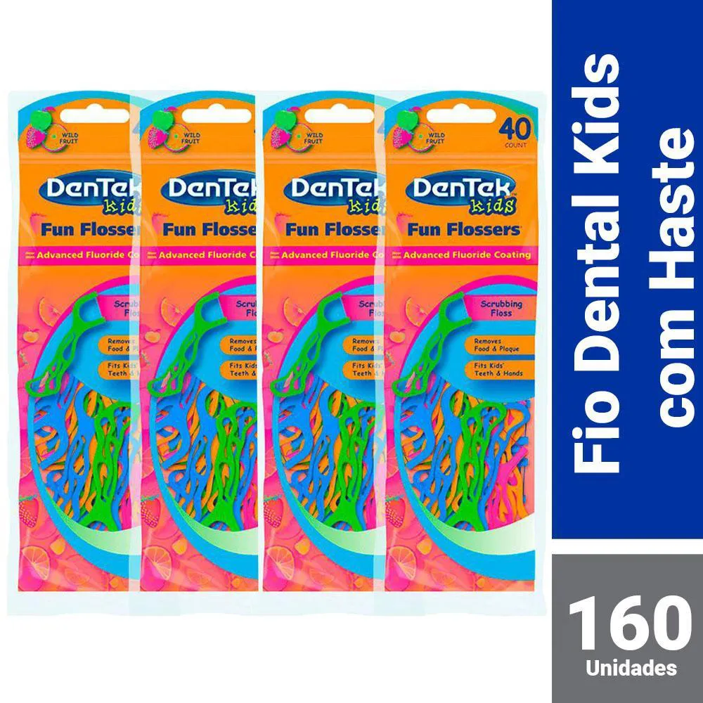 Kit Fio Dental Kids DenTek Fun Flossers 160 unidades