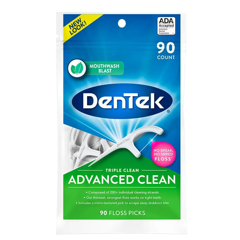 Fio Dental com Haste DenTek Floss Picks Triple Clean Advanced 90un