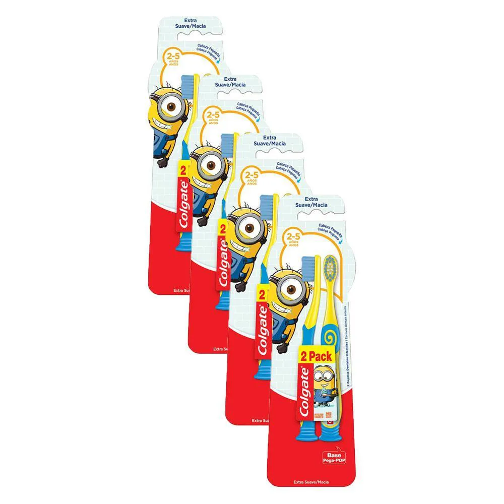 Kit 4 Escovas Dental Colgate Minions 2 - 5 Anos com 2 unidades