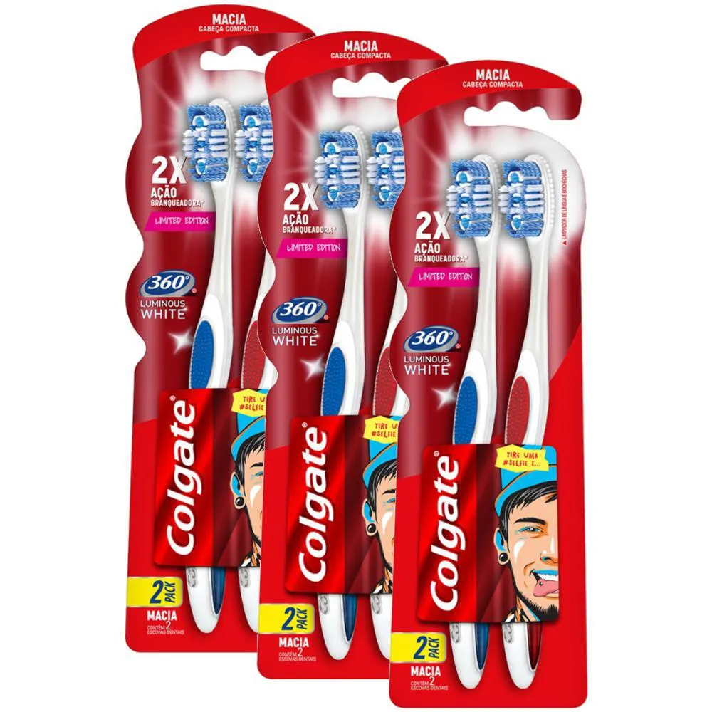 Escova de Dente Colgate 360º Luminous White 6 unidades