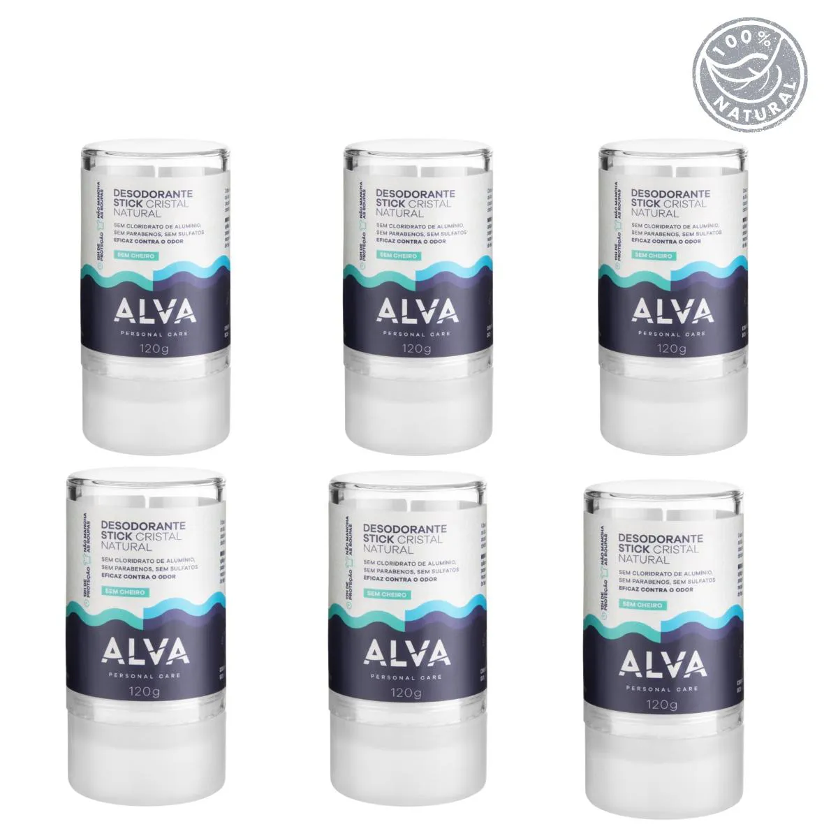 Desodorante Natural Pedra Cristal Alva Alemanha Kit (6 Unid)