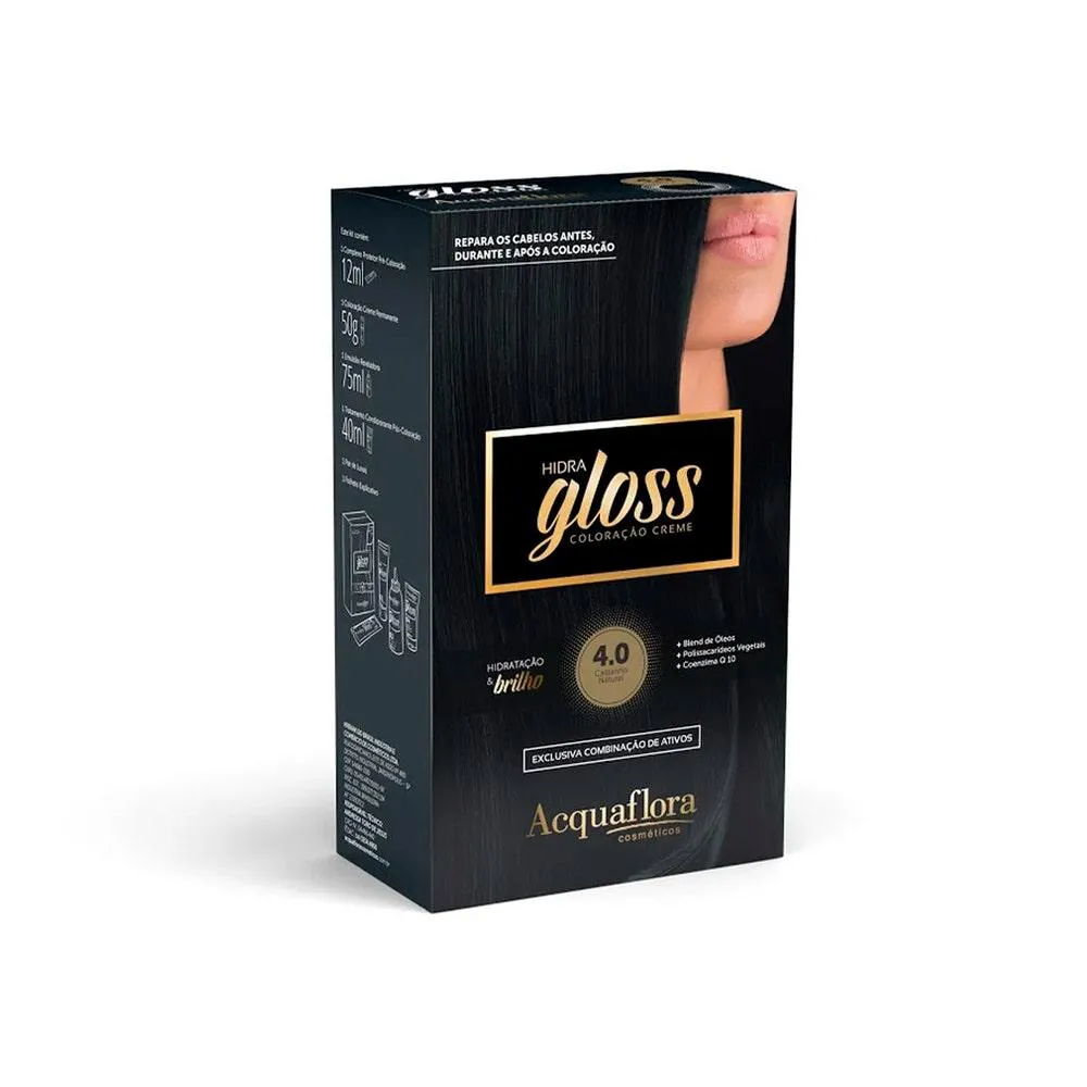 Tintura Acquaflora Kit Hidra Gloss 40 Castanho Natural