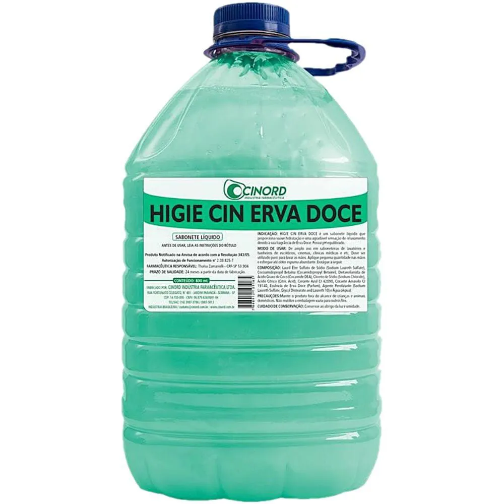 Sabonete Líquido Perolado Higie Cin Cinord Erva Doce 5l