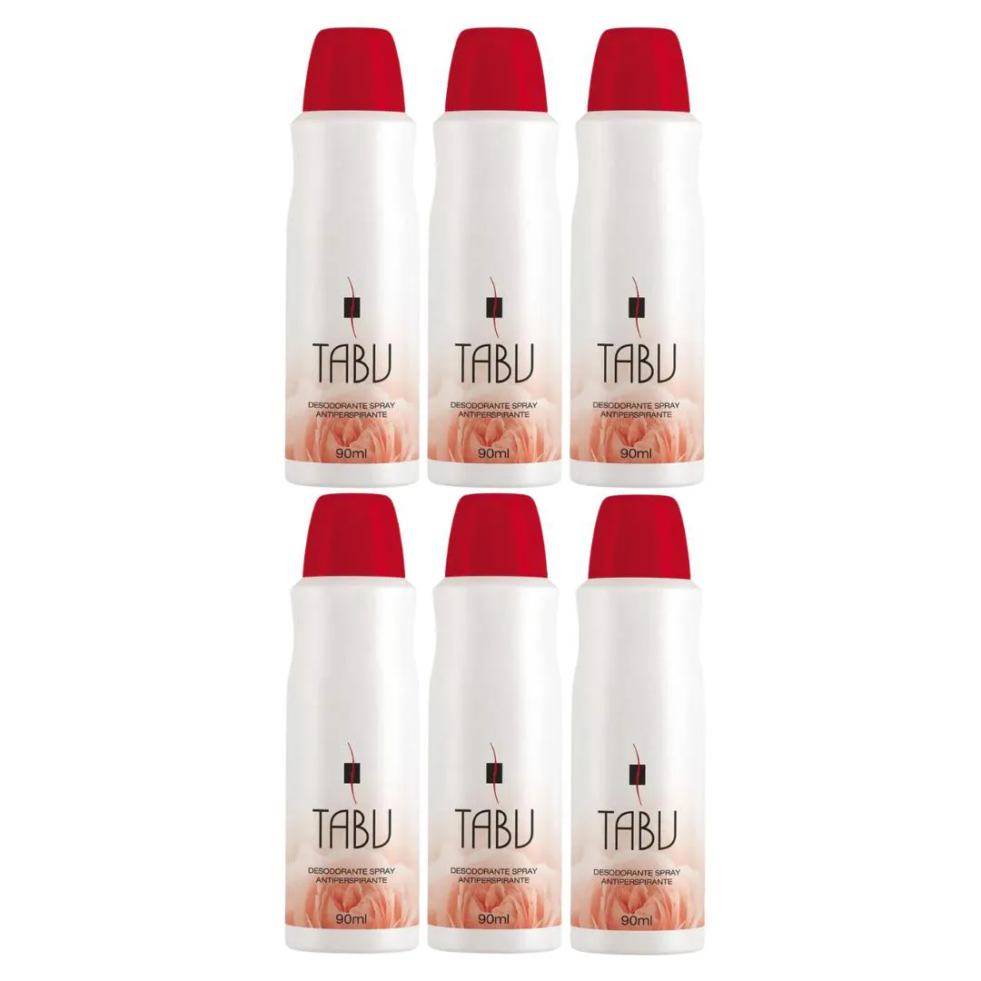 Kit Desodorante Antitranspirante Spray Tabu Feminino 90ml 6 unidades
