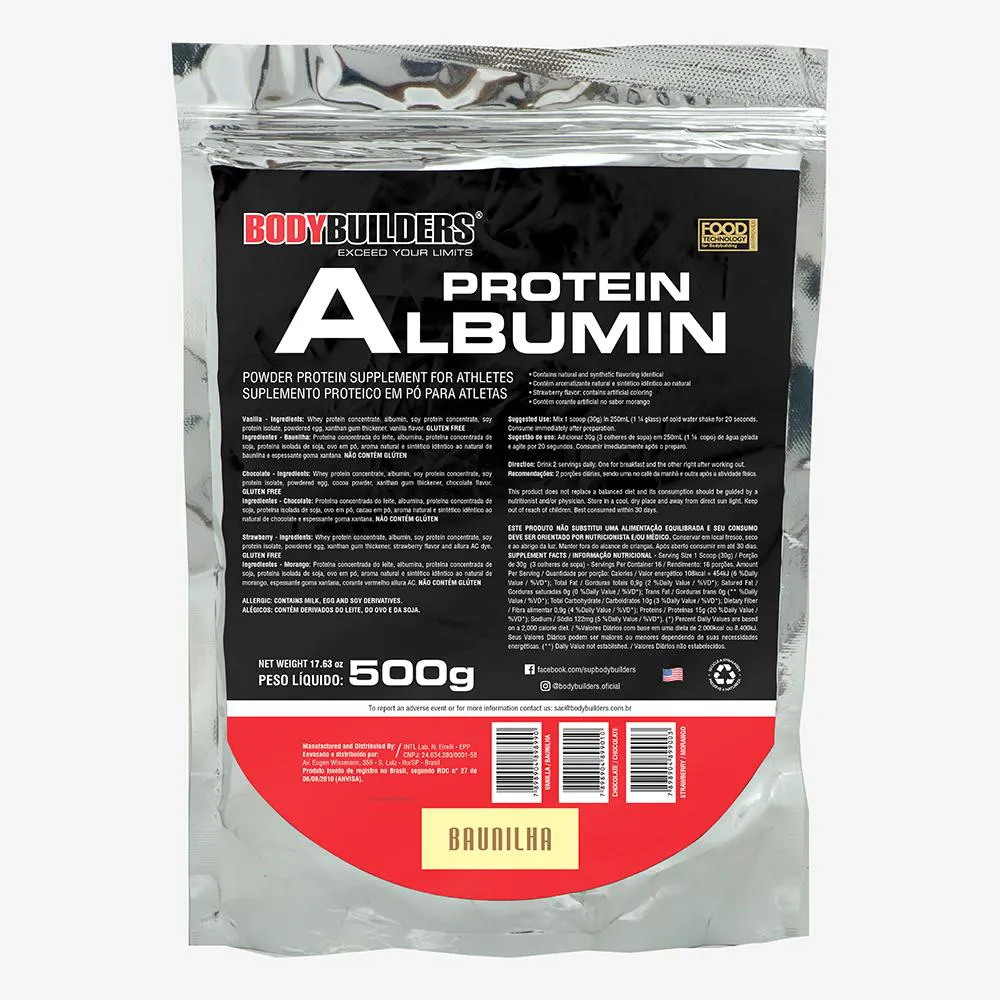 Albumina BodyBuilders Albumin Protein Baunilha Refil 500g