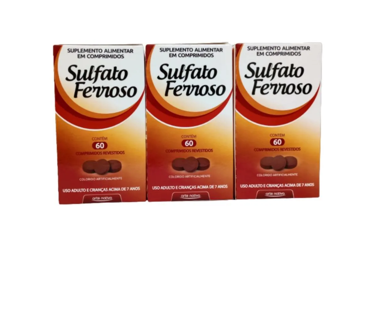 Kit C/3 Sulfato Ferroso C/60 comprimidos - Arte Nativa