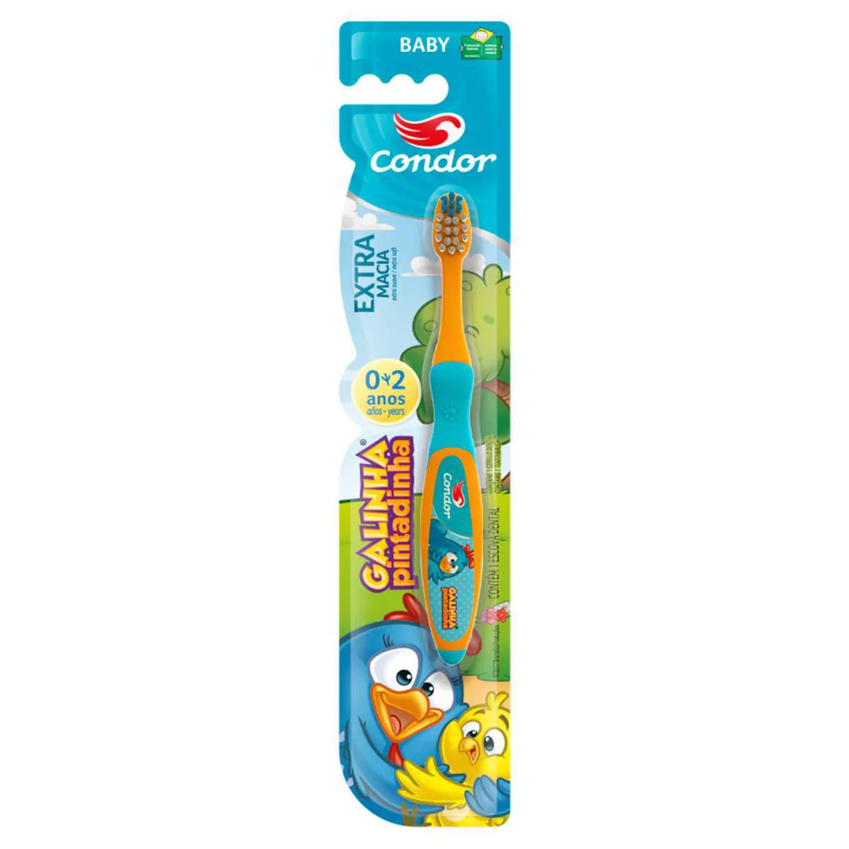Escova de Dente Infantil Condor Galinha Pintadinha Baby 0-2 Anos Extra Macia com 1 unidade