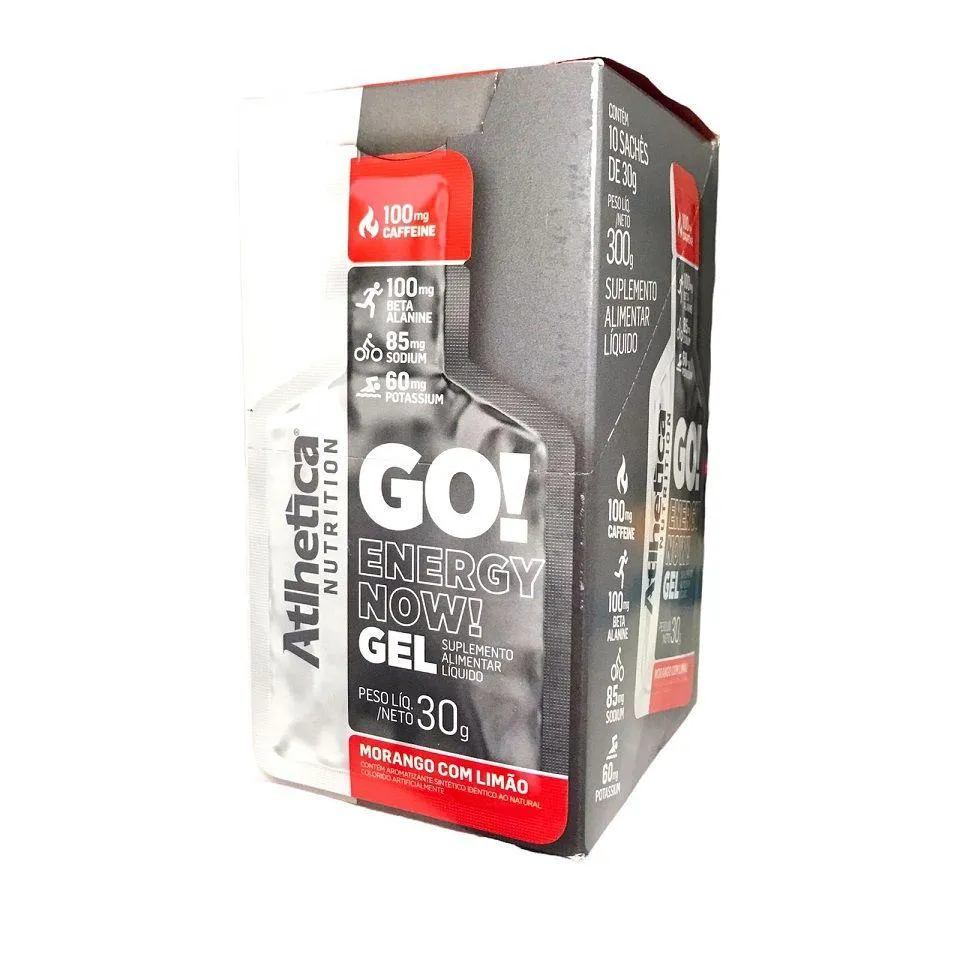 Energético em Gel Atlhetica Nutrition Go! Energy Now Gel Morango com Limão 10 unidades 30g