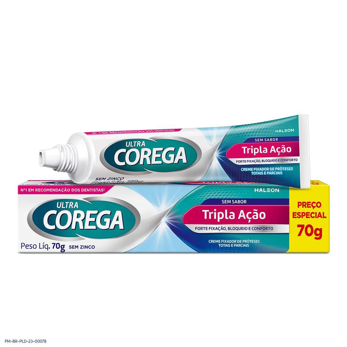 Kit Creme Fixador de Dentadura Corega Ultra Tripla Ação Sem Sabor 70g + Max Fixação 40g