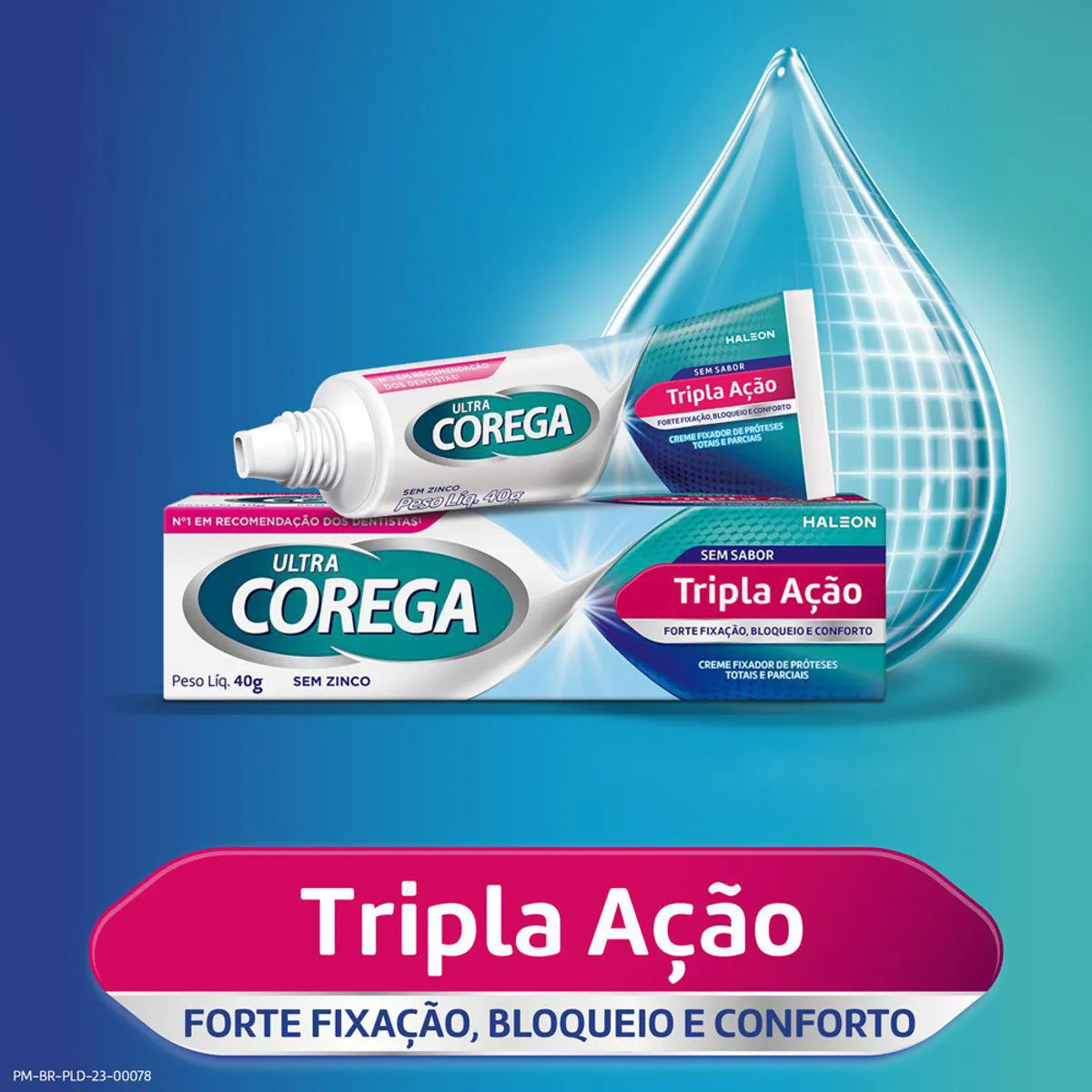 Kit Creme Fixador de Dentadura Corega Ultra Tripla Ação Sem Sabor 70g + Max Fixação 40g