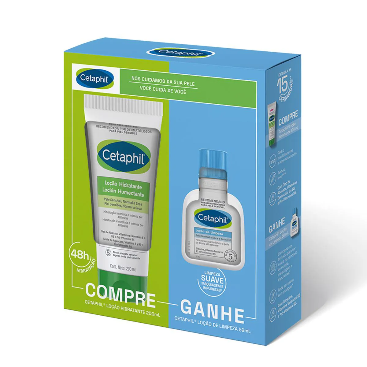 Kit Cetaphil Loção Hidratante 200mL + Loção Limpeza 59ml