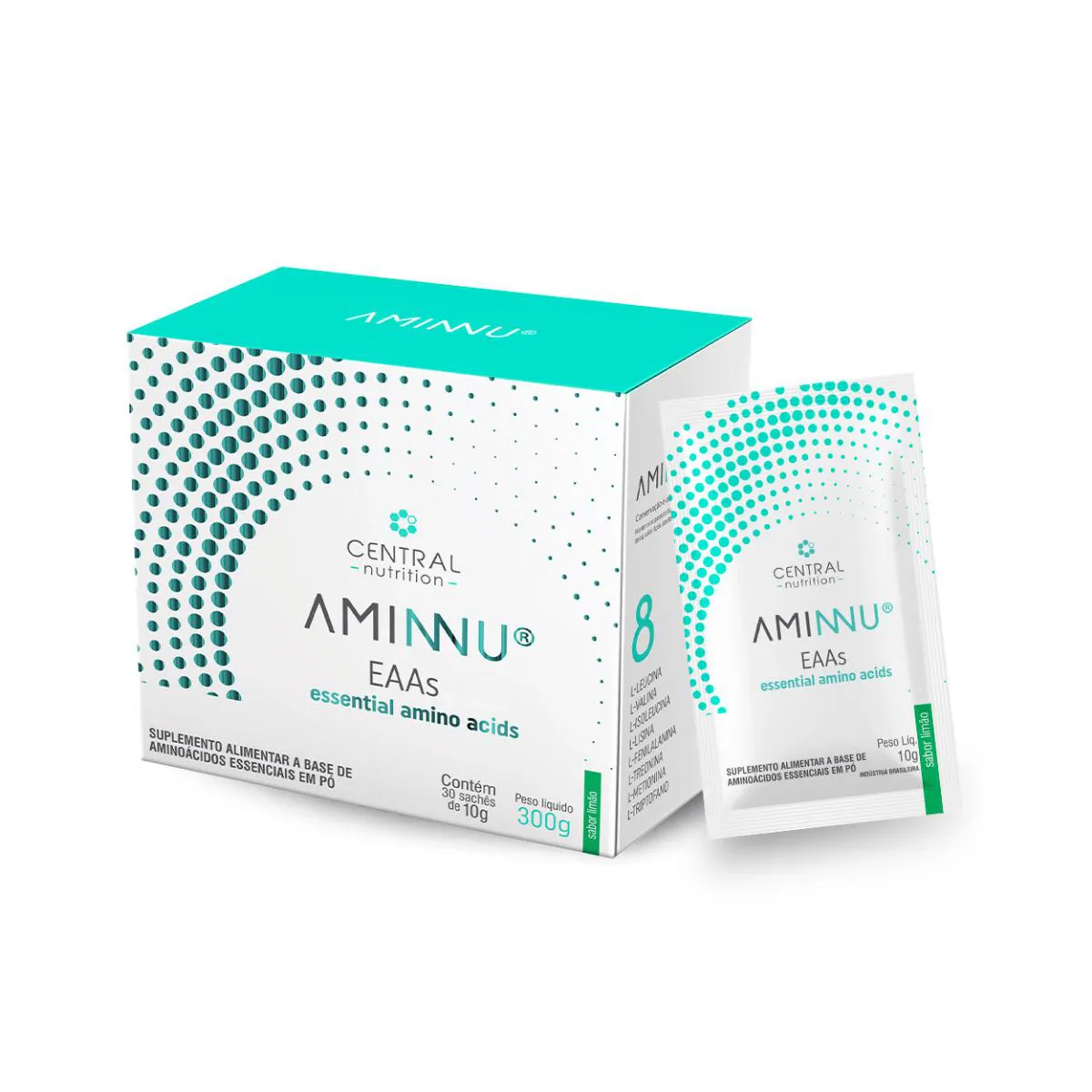 Aminnu eaas  Aminoácidos 30 Sachês 10G Central Nutrition Limão