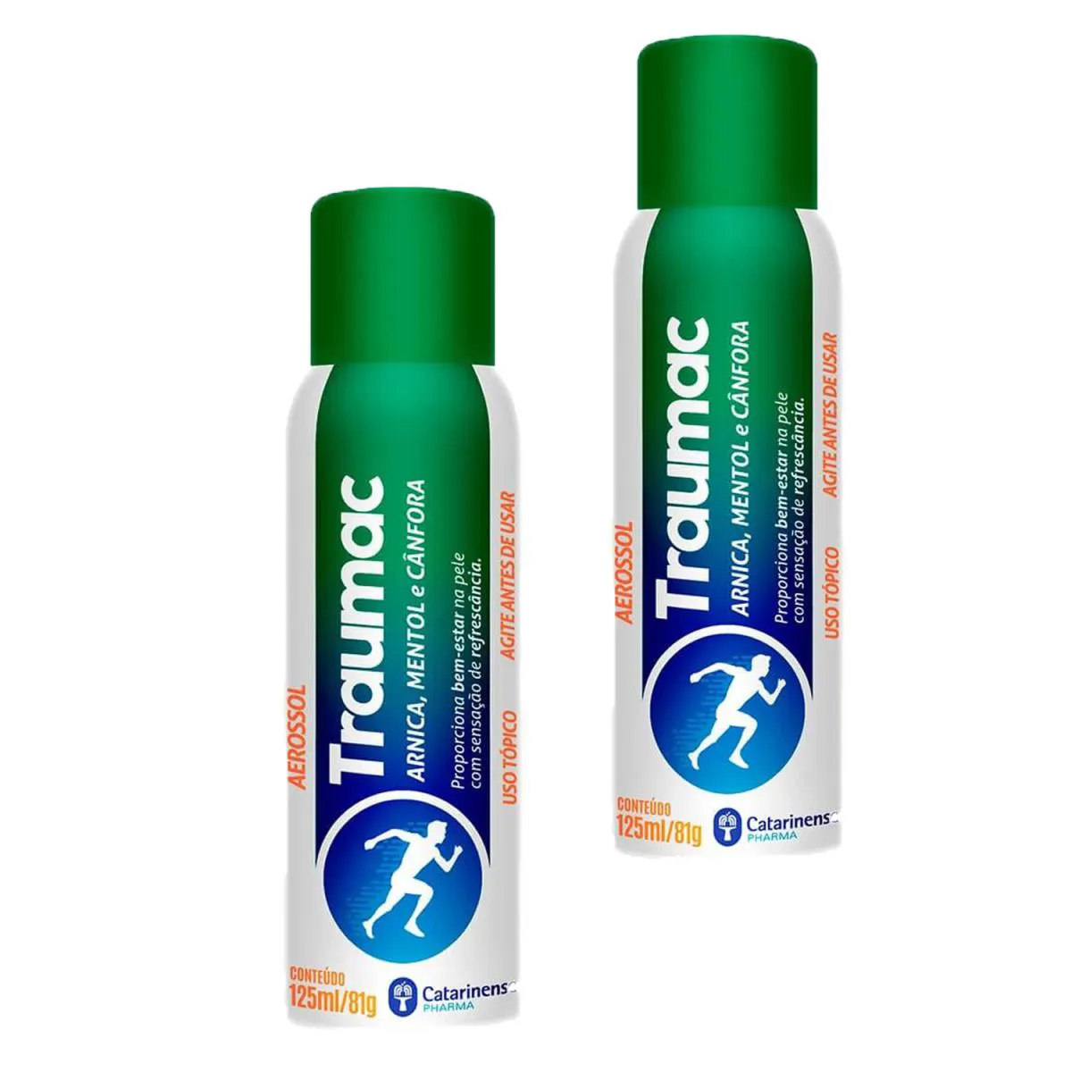 Kit 2 Traumac Sport Ice Mentol Cânfora 125ml Catarinense Lata Verde