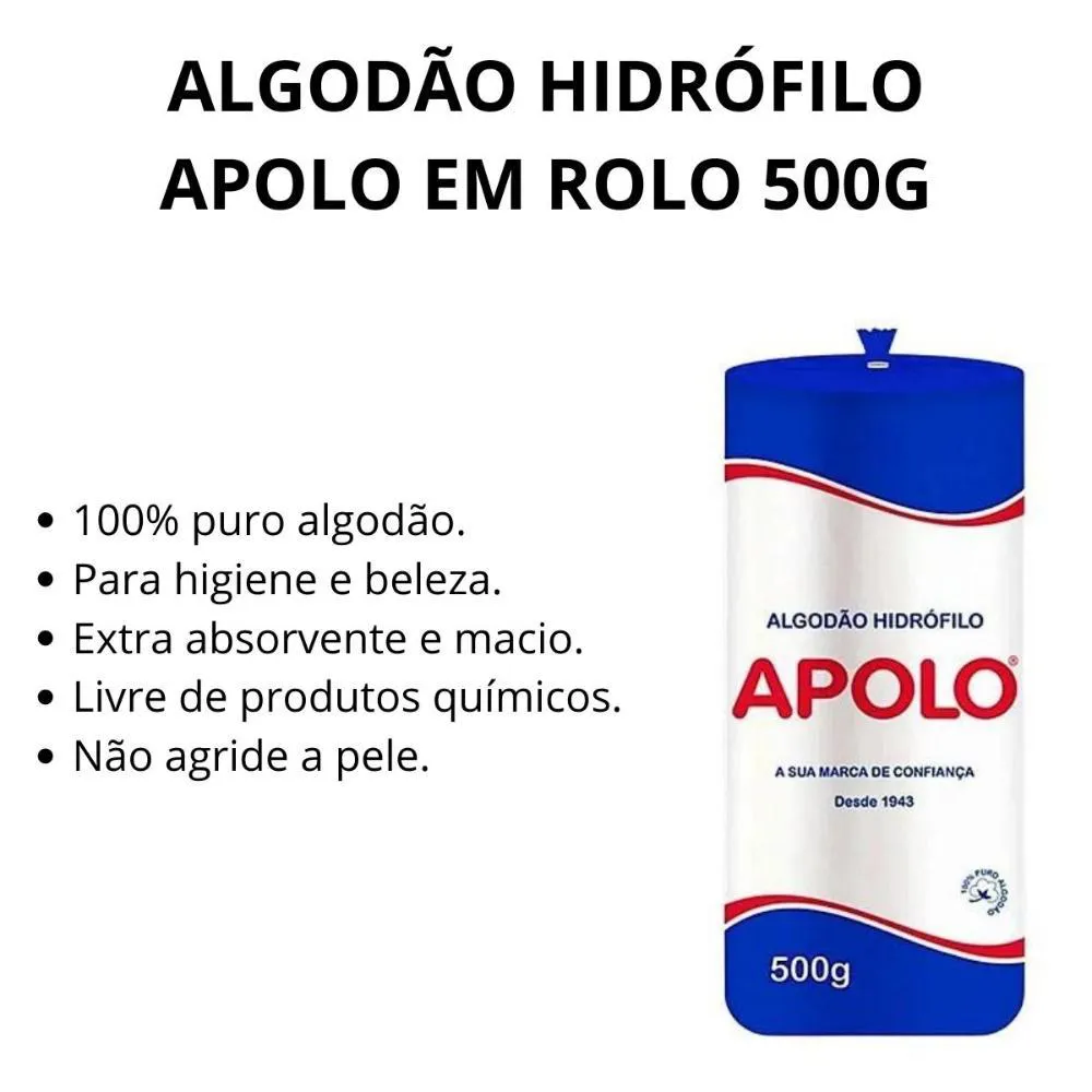 Algodão Hidrófilo Apolo em Rolo 500g