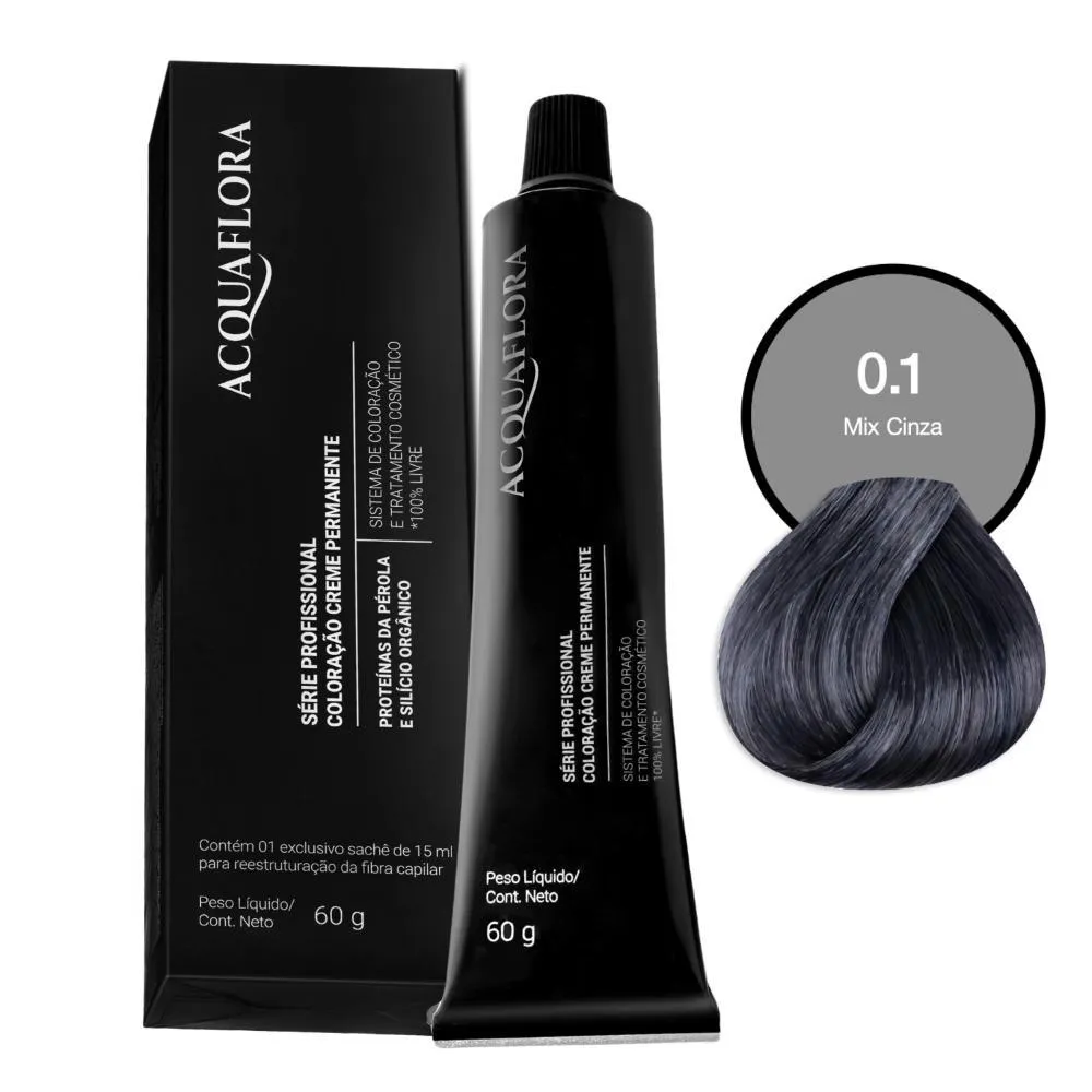 Coloração Creme Permanente Acquaflora 0.1 Mix Cinza 60g