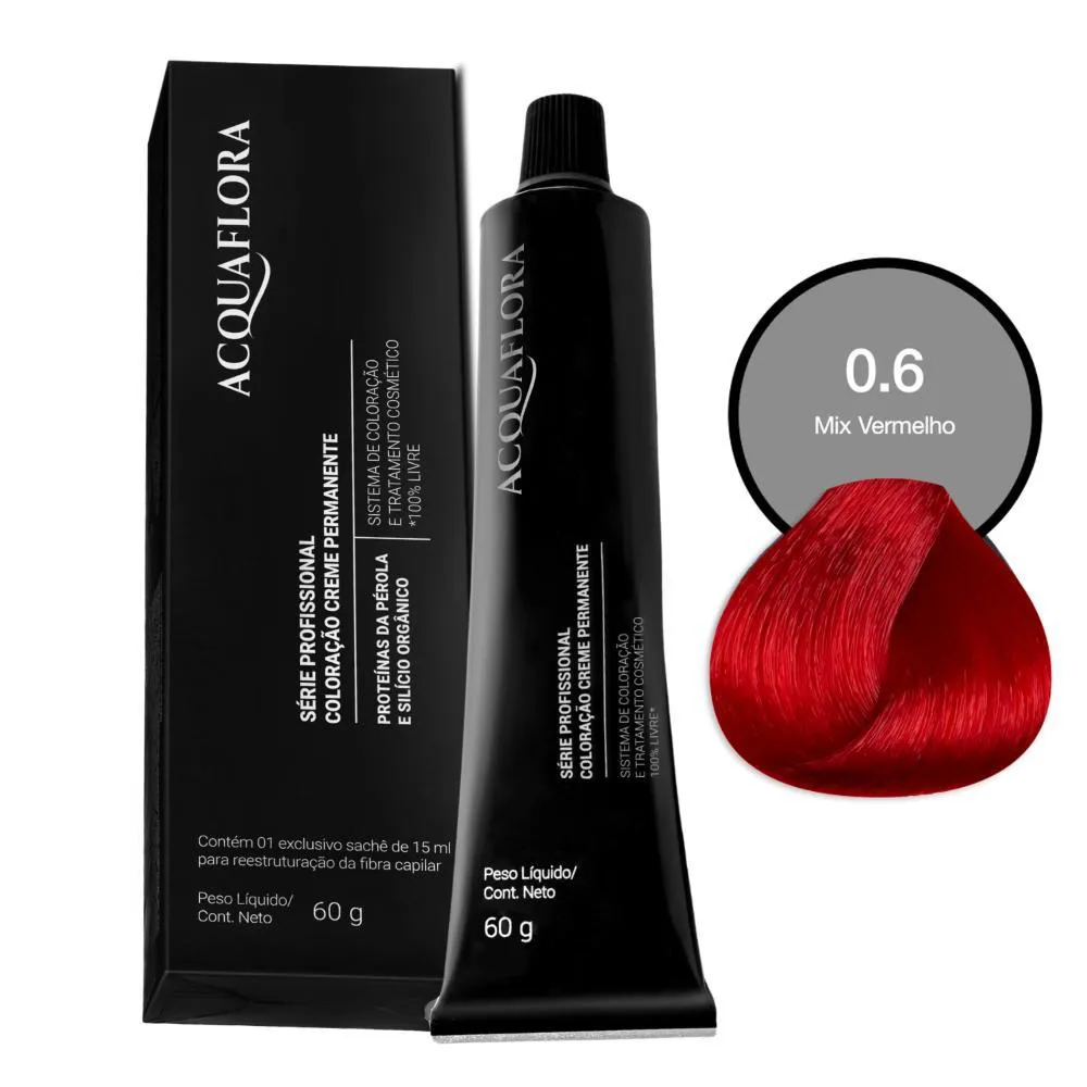 Coloração Creme Permanente Acquaflora 0.6 Mix Vermelho 60g