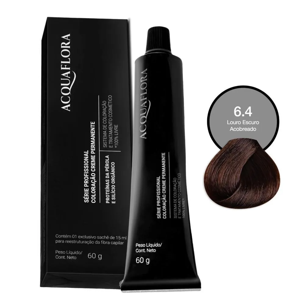 Coloração Creme Acquaflora 6.4 Louro Escuro Acobreado 60g