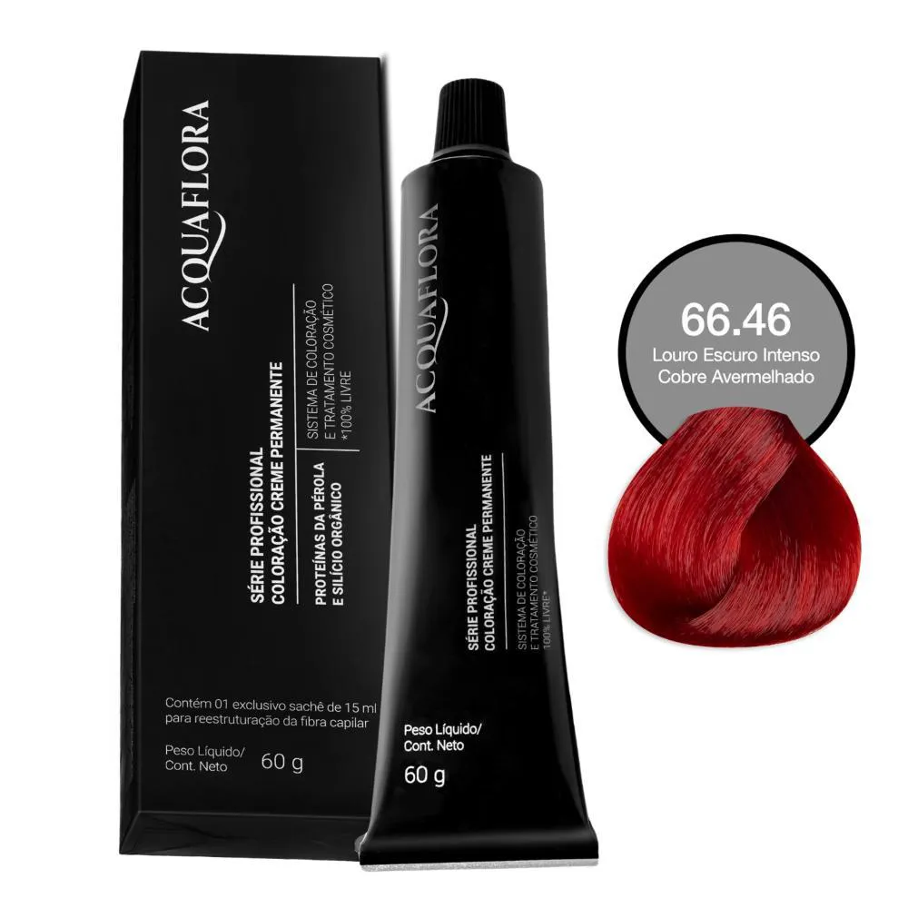 Coloração Acquaflora 66.46 Louro Escuro Intenso Cobre Avermelhado 60g