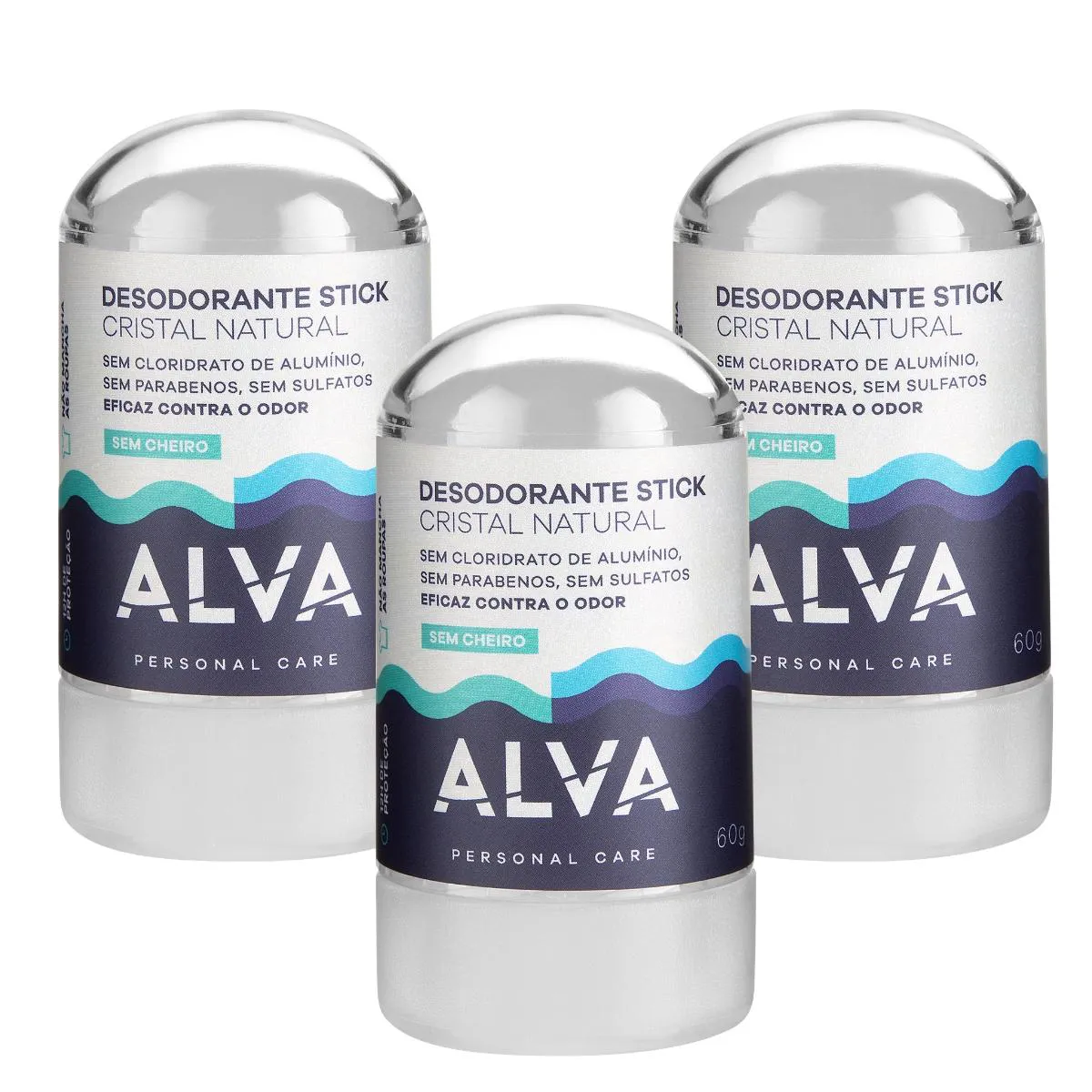 Kit Desodorante Stick Kristall Sensitive - Alva 60g 3 Unids sem Cheiro