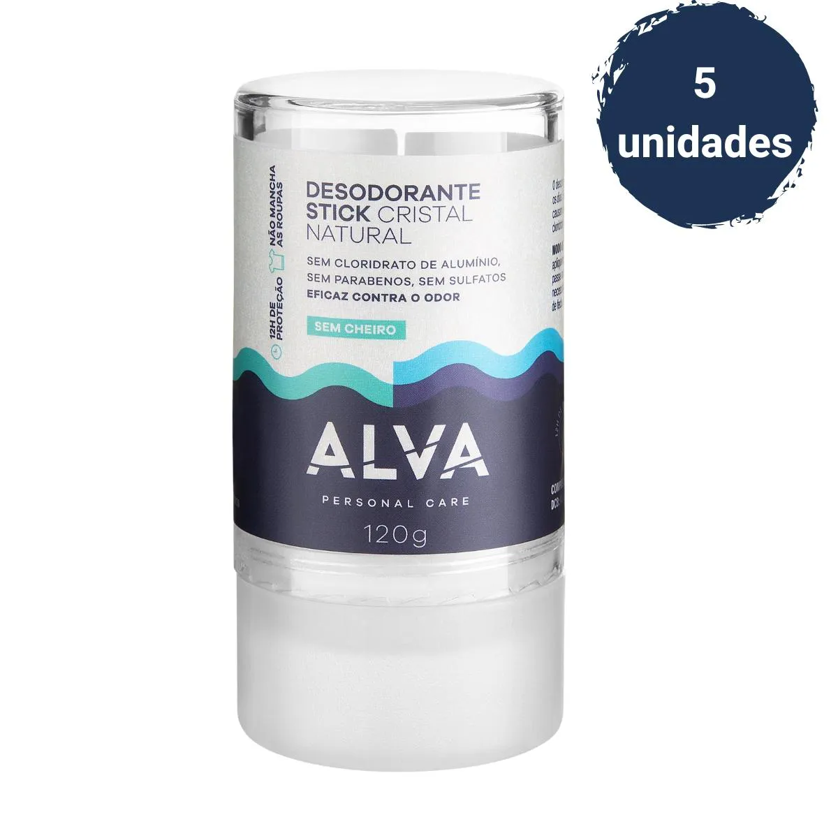 Desodorante Natural Pedra Cristal Alva Alemanha Kit (5 Unid) sem Cheiro