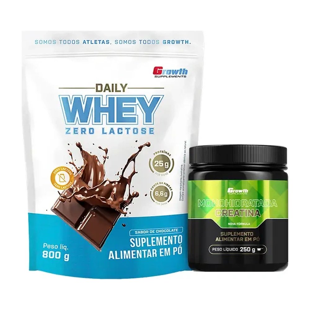 Kit Daily Whey Zero Lactose 800g e Creatina Monohidratada 250g
