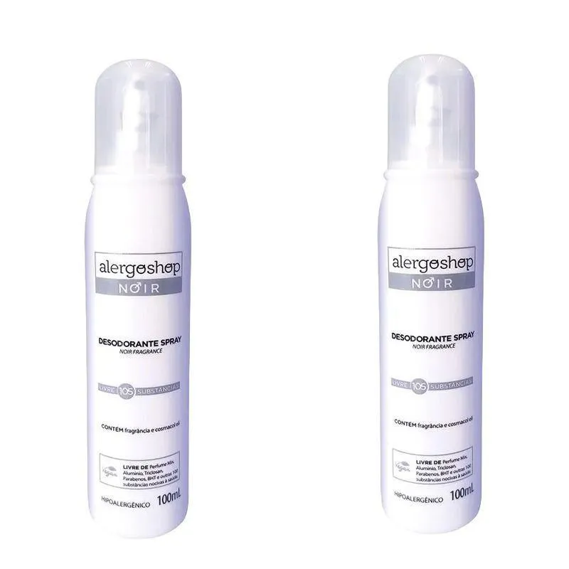 Kit Desodorante Sem Alumínio Spray Alergoshop Noir Masculino Hipoalergênico Sem Álcool 80ml 2 unidades