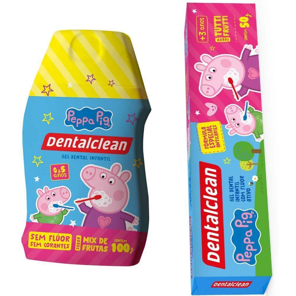 2x Gel Dental Infantil Peppa Pig - com Fluor e sem Fluor