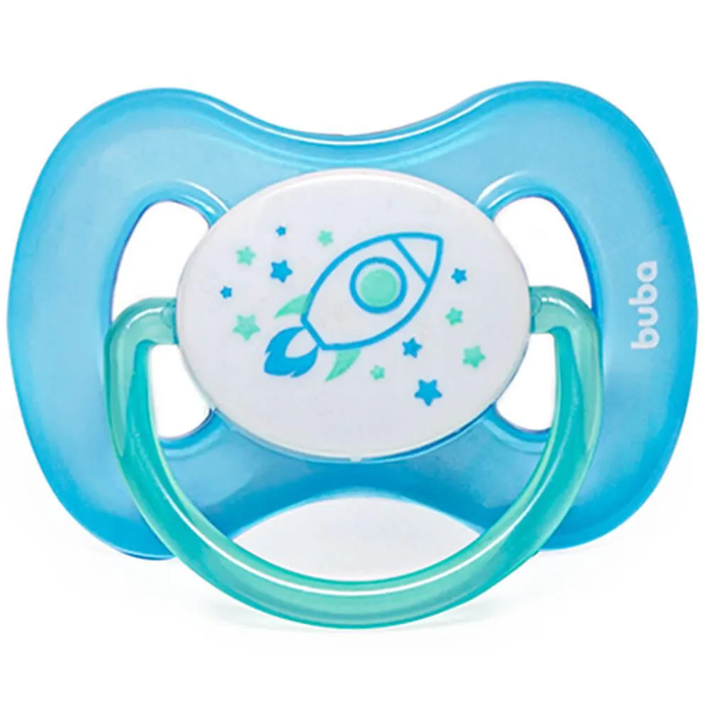 Chupeta Comfort Tam.2 Brilha no Escuro Foguete Azul - Buba