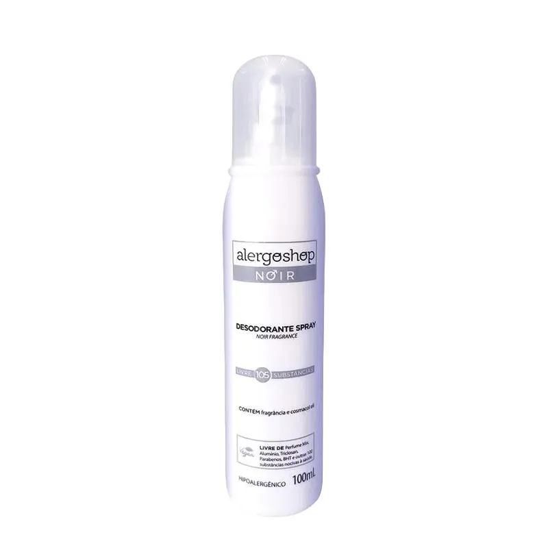 Desodorante Sem Alumínio Spray Alergoshop Noir Masculino Hipoalergênico Sem Álcool 100ml