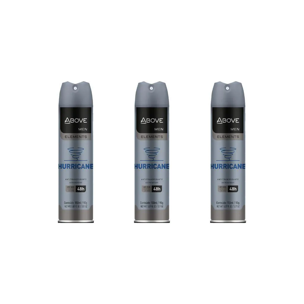 Desodorante Aero Above 150ml Masc Anti Hurricane - Kit 3un