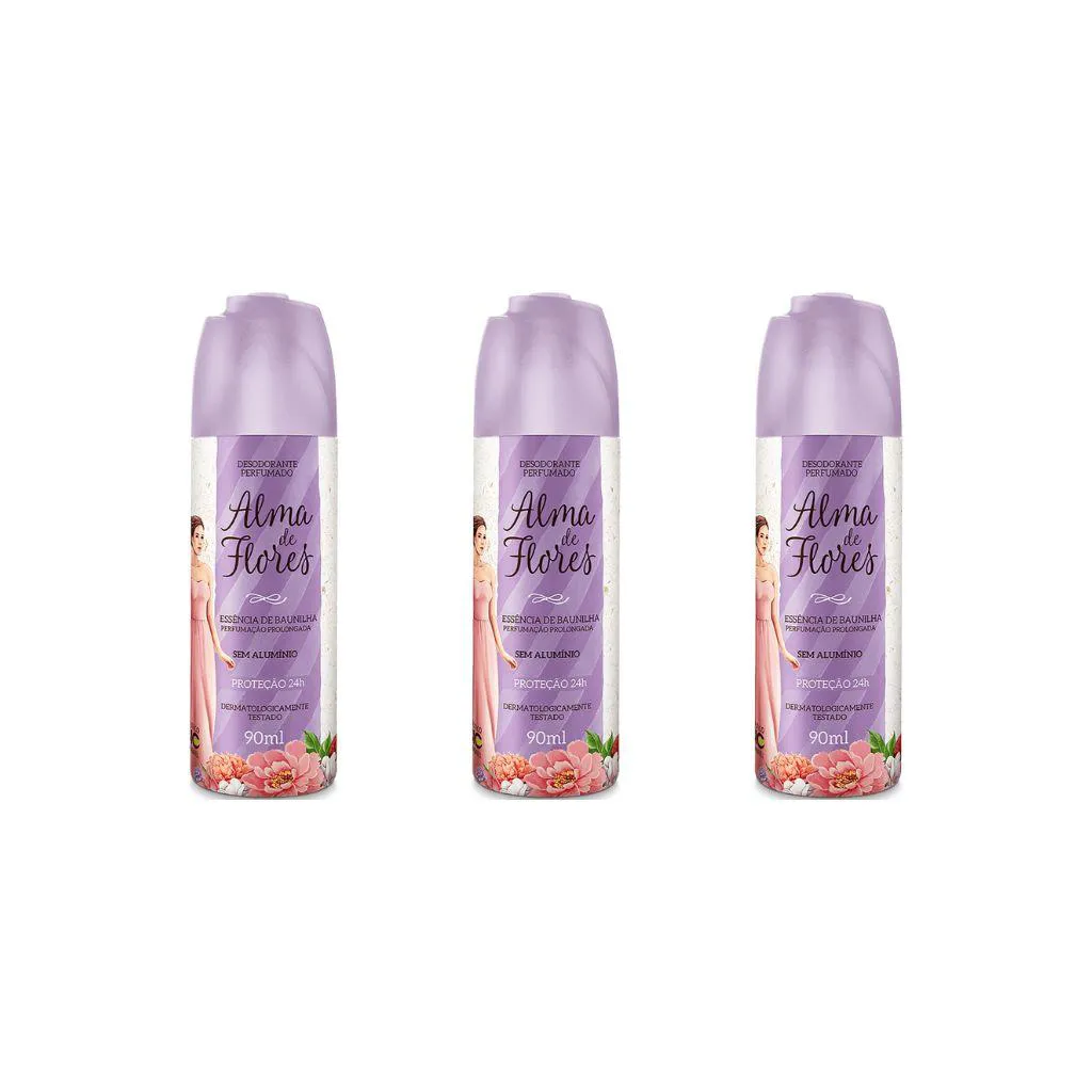 Desodorante Spray Alma de Flores 90 Ml Ess de Baun - Kit C / 3un