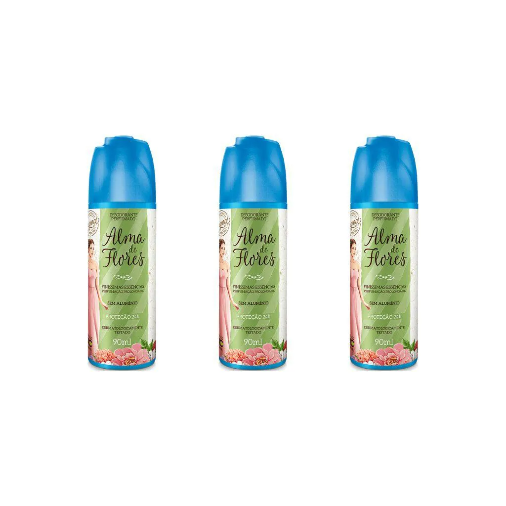 Desodorante Spray Alma de Flores 90 Ml Ess Finíss - Kit C / 3un