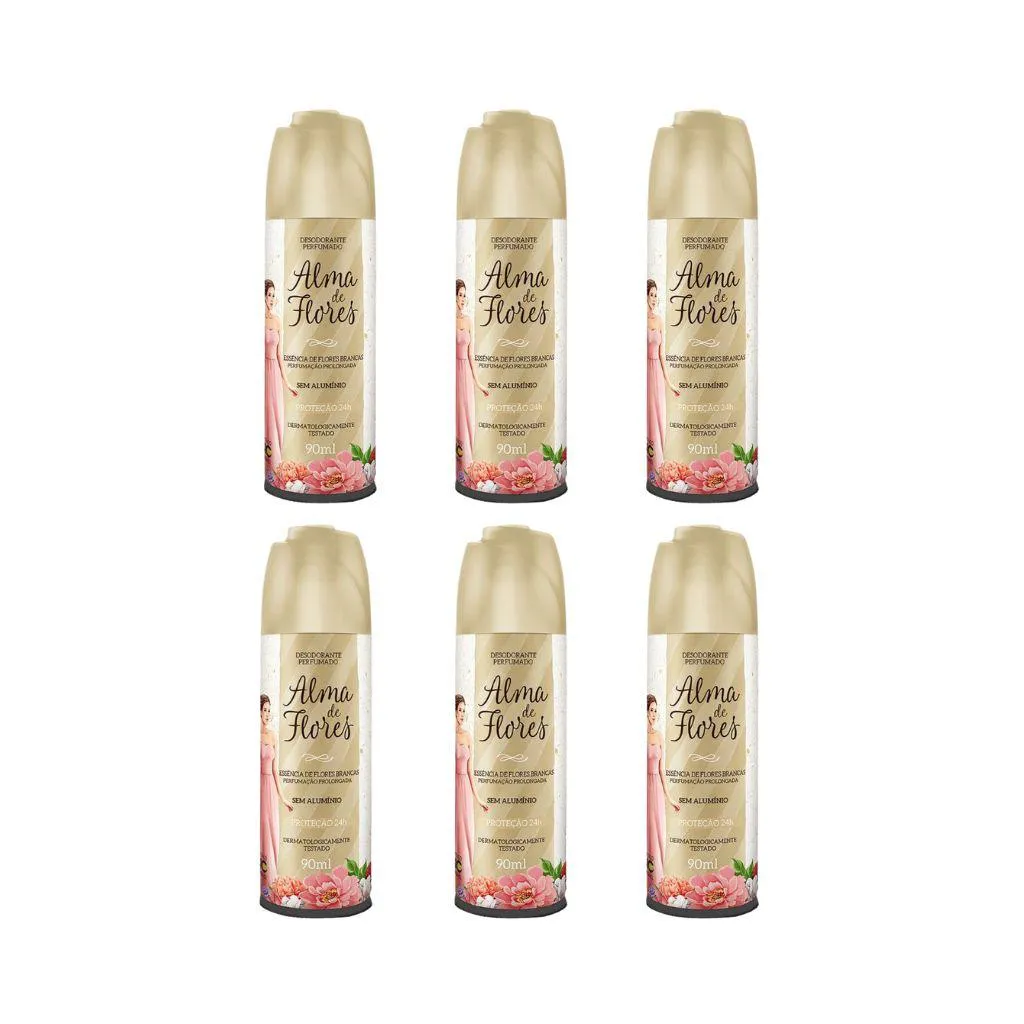 Desodorante Spray Alma de Flores Ess de Flores Brancas 90ml - Kit C / 6un