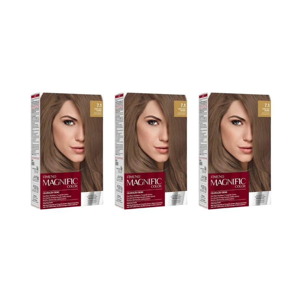 Coloraçao Amend Magnific Cr Perm 7.1 Louro Natural - Kit C / 3un