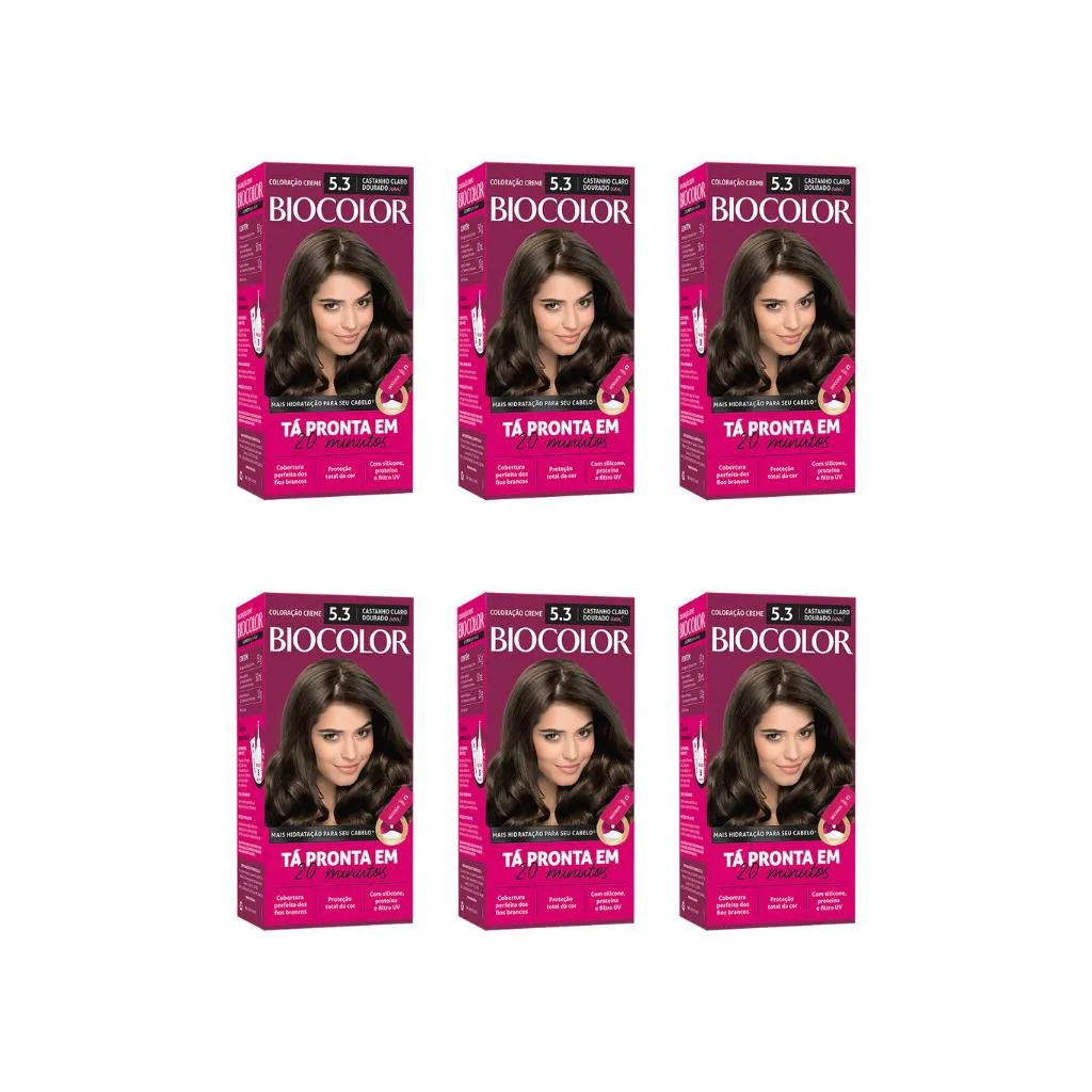 Coloraçao Biocolor Creme 5.3 Castanho Cl Dourado - Kit C / 6un