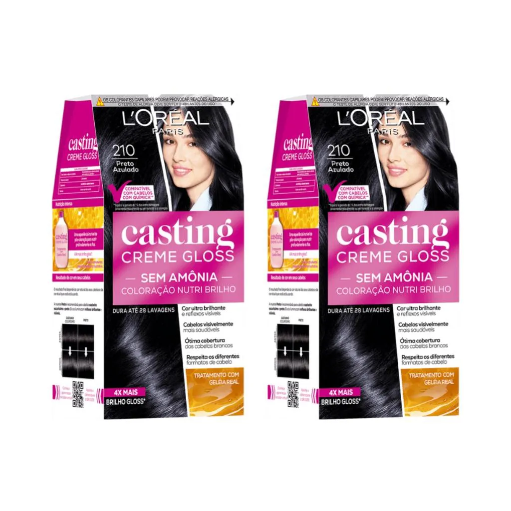 Coloraçao Casting Gloss 210 Preto Azulado - Kit C / 2un