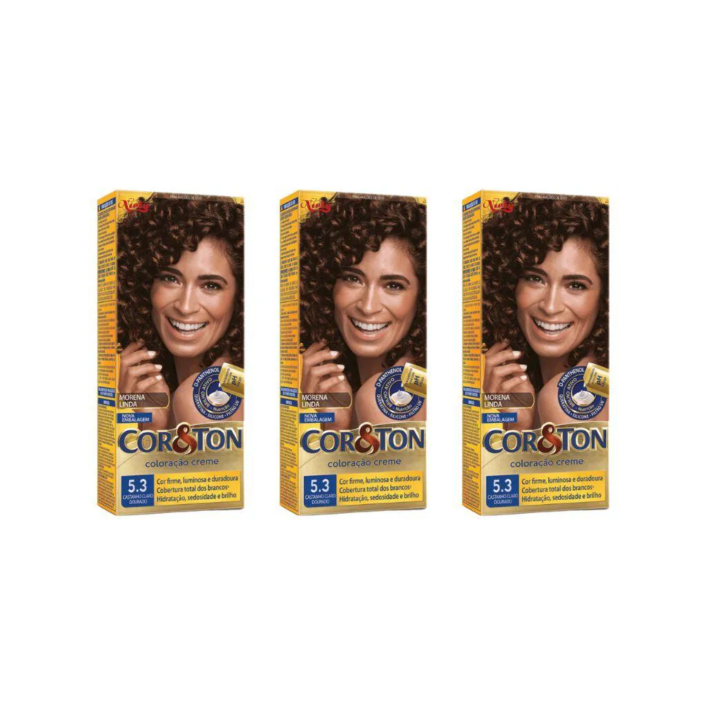 Coloraçao Cor&ton 5.3 Cast Claro Dourado 50g - Kit C / 3