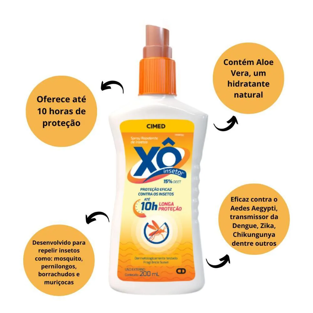 Kit Spray Repelente de Insetos Cimed Xô Inseto com 3 200ml