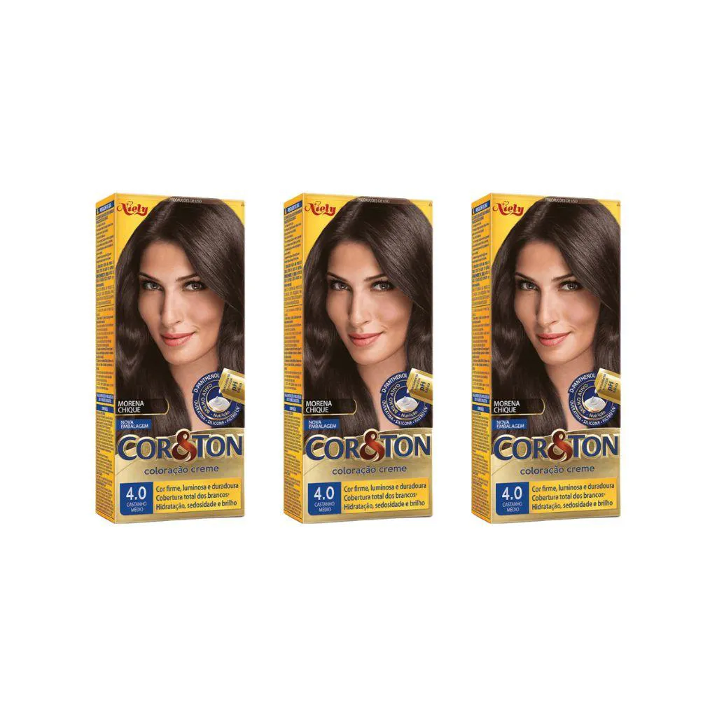 Coloraçao Cor&ton 4.0 Cast Medio 50g - Kit C / 3