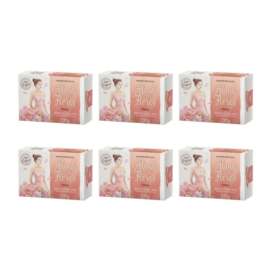 Sabonete Alma de Flores 130g Floral Rose - Kit C / 6un