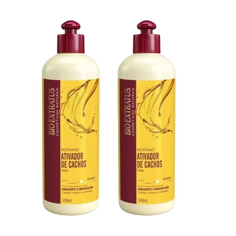 Kit 2 Biottano Umidificador Ativador de Cachos Tutano 500Ml Bio Extratus