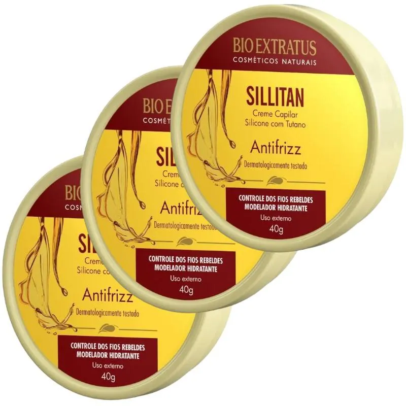 Kit 3 Creme Capilar Sillitan Antifrizz 40G Bio Extratus