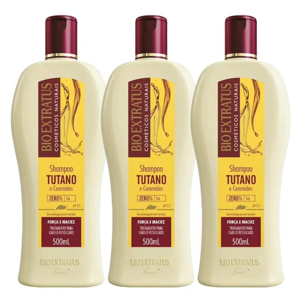 Kit 3 Shampoo Força e Maciez Tutano 500 Ml Bio Extratus