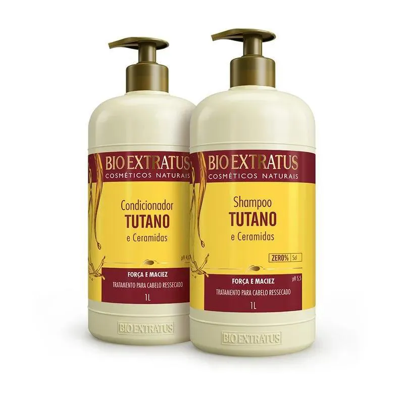 Kit 1 Shampoo 1 Condicionador Força e Maciez Tutano1 L Bio Extratus