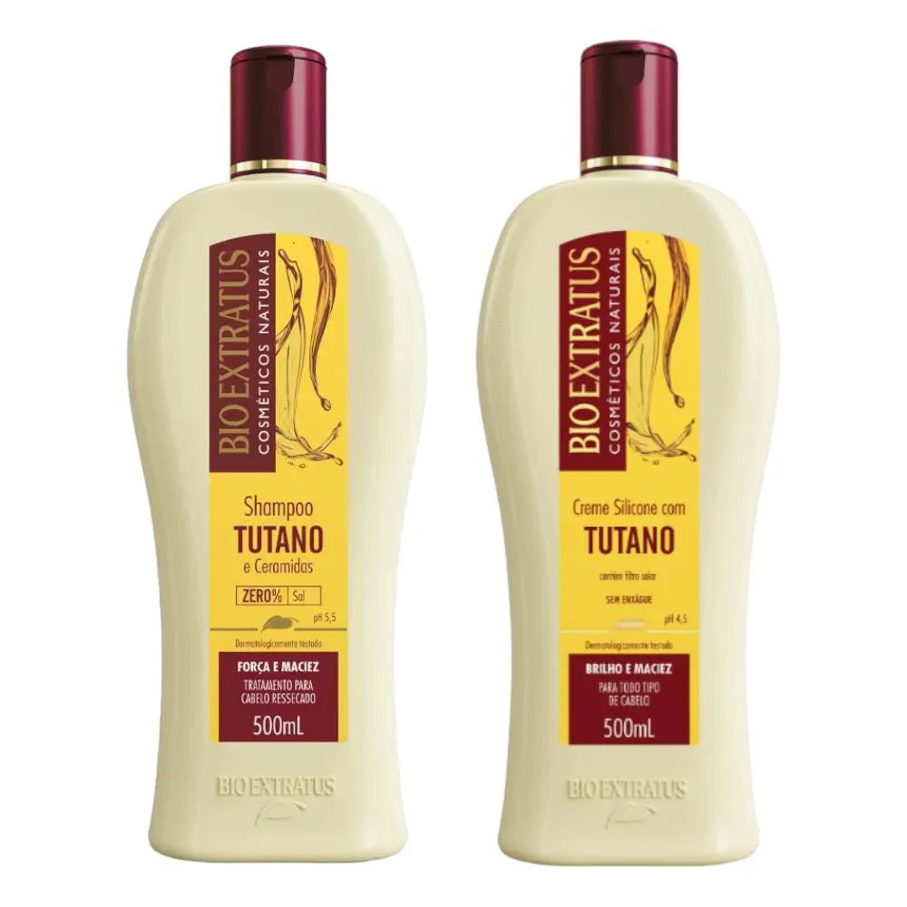 Kit 1 Shampoo 1 Creme de Silicone Força e Maciez Tutano 500Ml